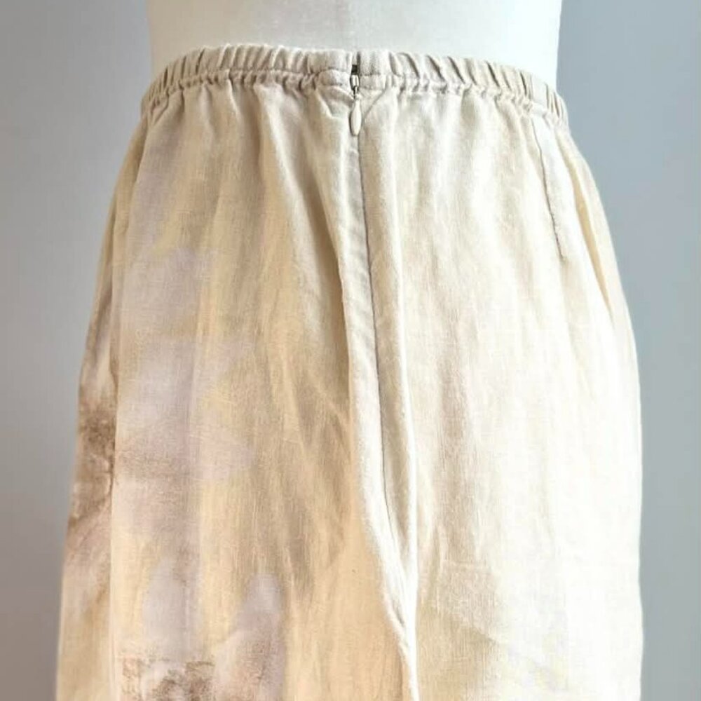 J.Jill Cream Pure Linen Botanical Print A-Line Midi Skirt w/ Sheer Hem – US SP - Picture 4 of 14